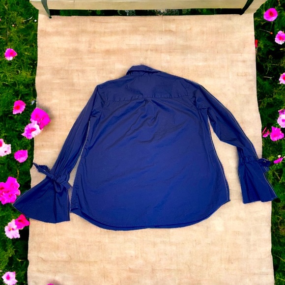 LORD & TAYLOR Women’s Navy Bell Sleeve Blouse- Large - Picture 6 of 8